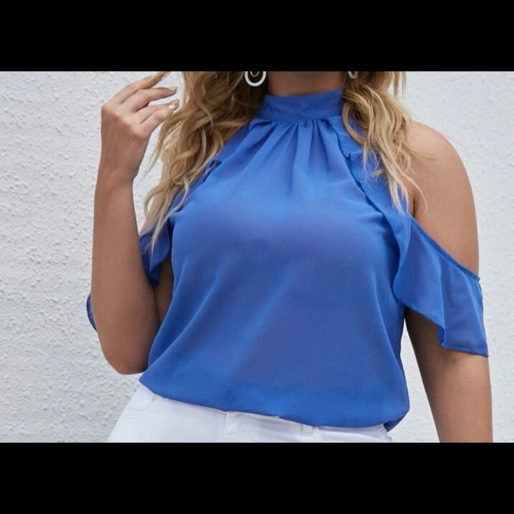 Plus cold shoulder blouse